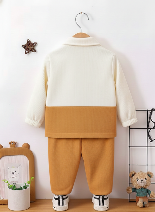 Boys  Orange Cotton Shirt & Pant Set