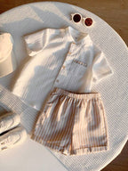 Boys Popcorn Shirt & Striped Shorts Set