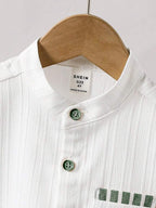 Boys Popcorn Shirt & Striped  Green Shorts Set