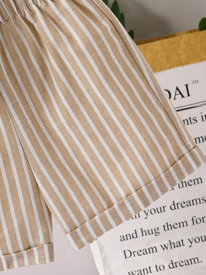 Boys Popcorn Shirt & Striped Shorts Set