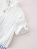 Boys Popcorn Shirt & Striped Shorts Set