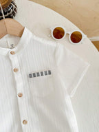 Boys Popcorn Shirt & Striped Shorts Set