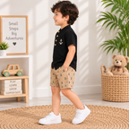 Boys Black Shirt & Beige Anchor Shorts Set | TheKidsWear