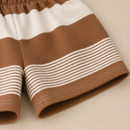 Boys Coffee & White Striped T-Shirt Shorts Set | Teddy Bear