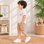 Boys Cream Shirt & Beige Anchor Shorts Set | TheKidsWear