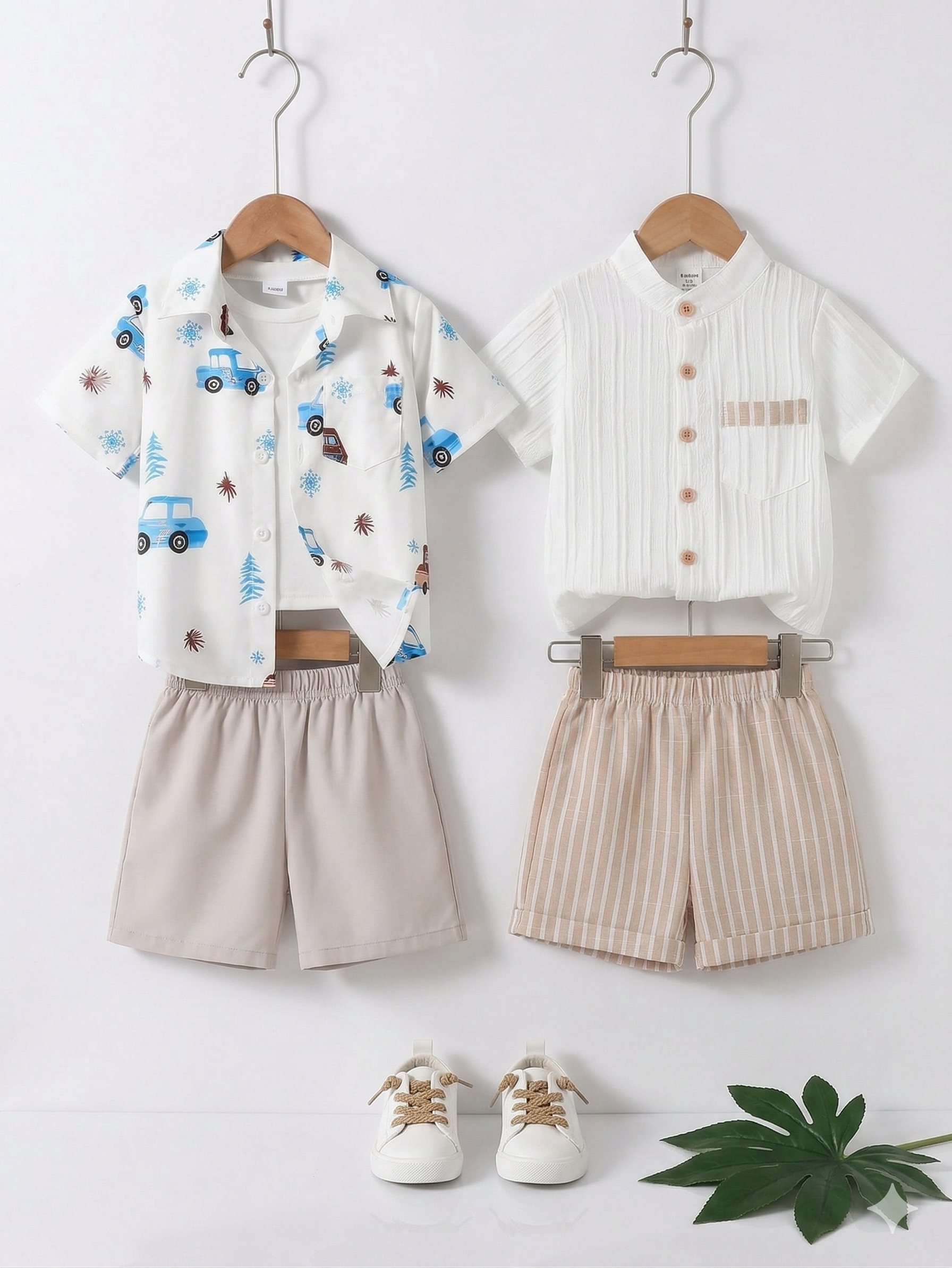 Boys Popcorn Shirt & Striped Shorts Set