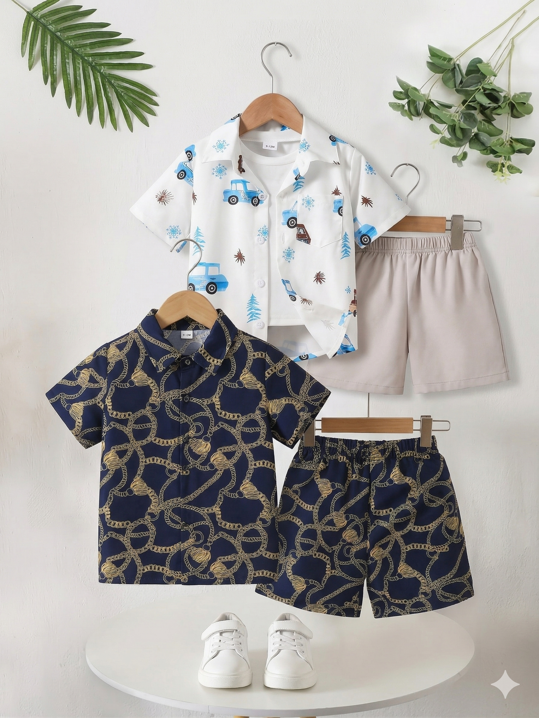 Boys Popcorn Shirt & Striped Shorts Set