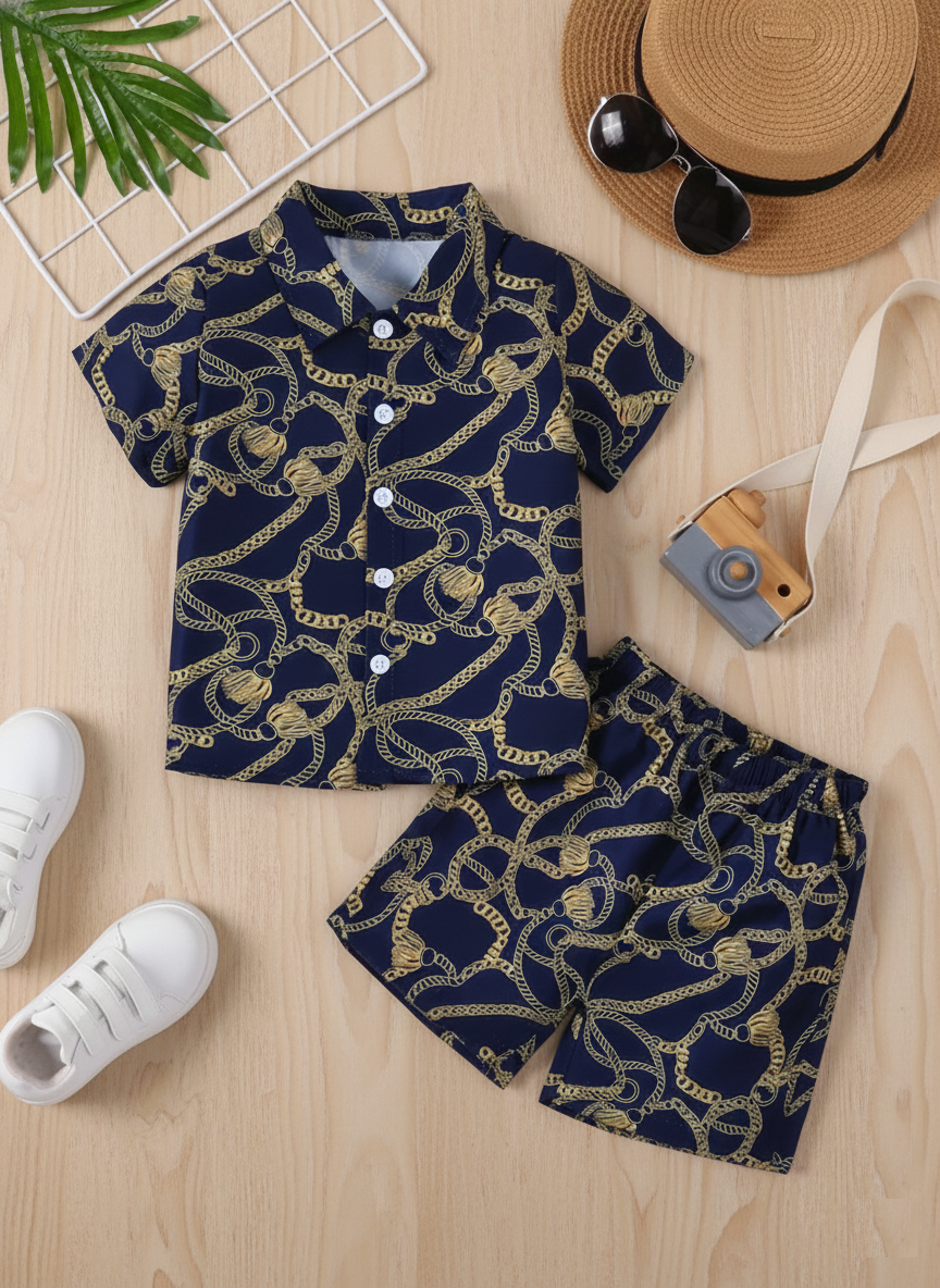 Baby Boy Printed Shirt & Shorts Set