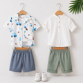 Boys Popcorn Shirt & Striped Shorts Set