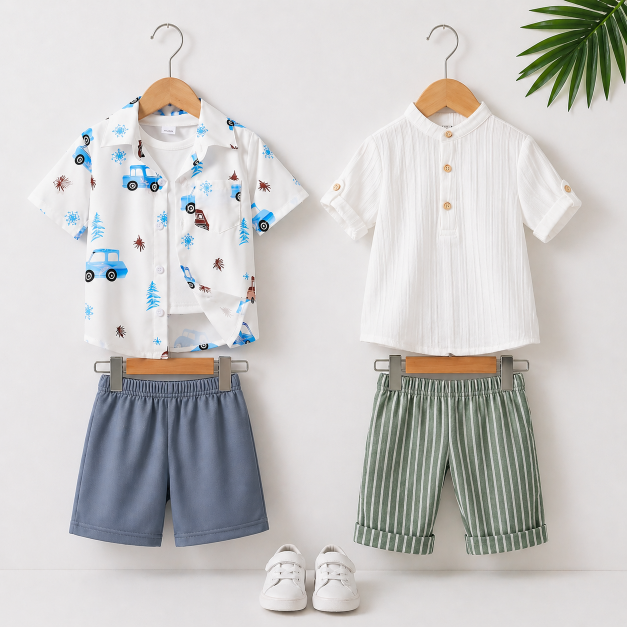 Boys Popcorn Shirt & Striped Shorts Set