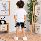 Boys White Panda T-Shirt & Striped Shorts Set | TheKidsWear