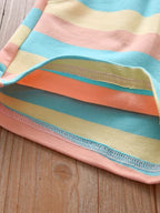 Boys Pastel Rainbow Striped Cotton Co-Ord Set with Smiley Print | Half Sleeve T-Shirt & Shorts