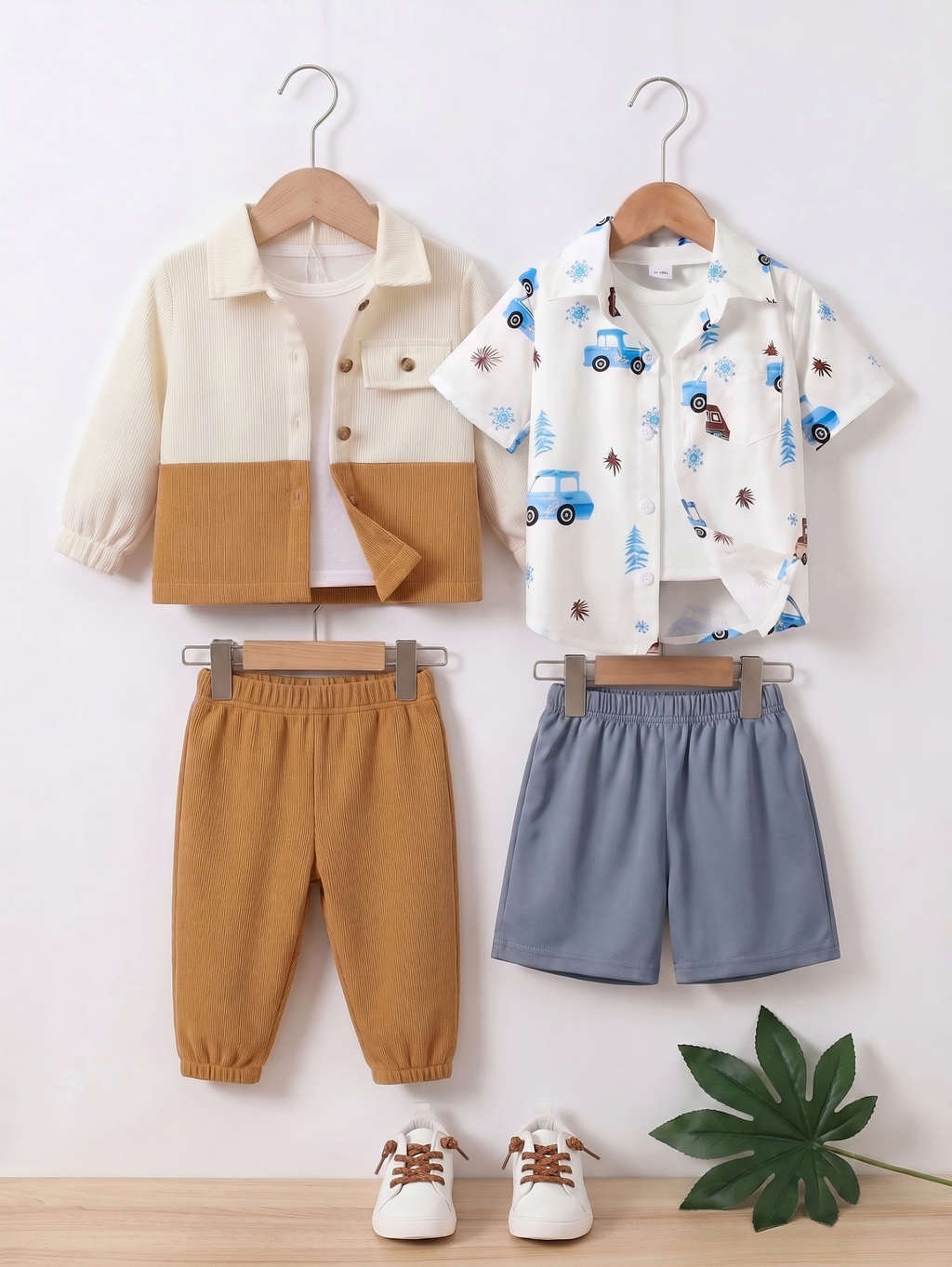 Boys Popcorn Shirt & Striped Shorts Set