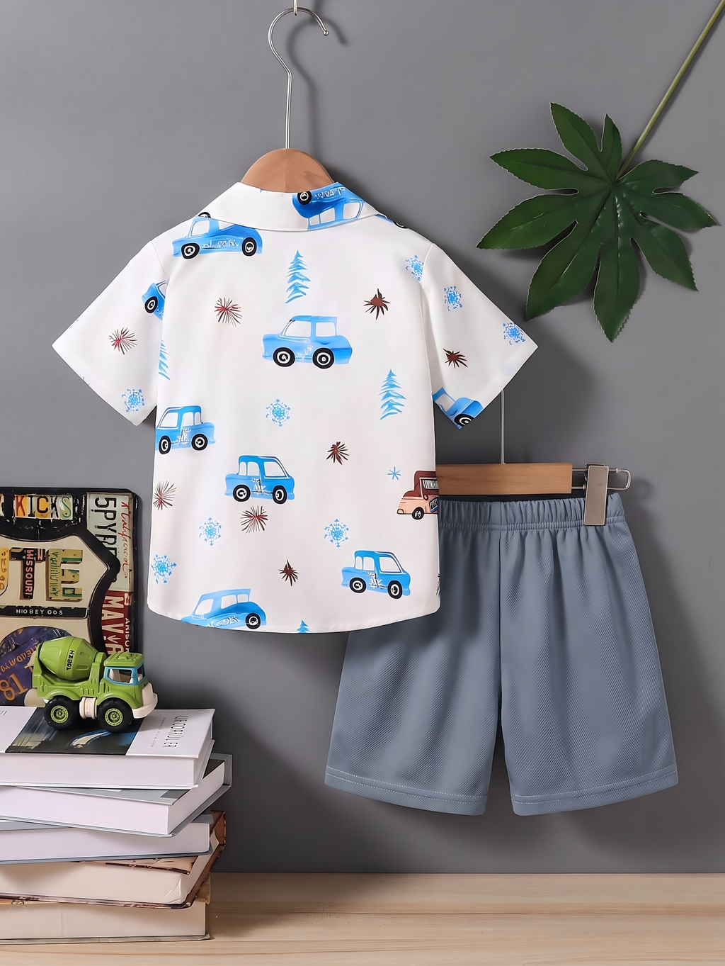 Boys Printed Hosiery Cotton Shirt & Shorts Set