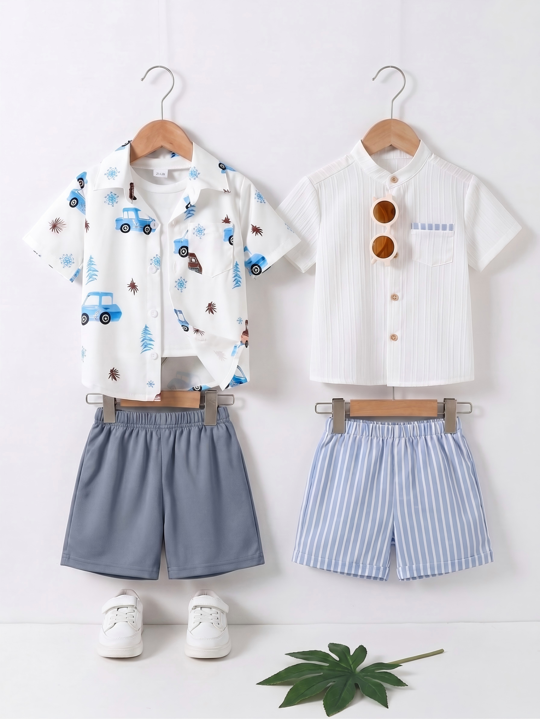 Boys Popcorn Shirt & Striped Shorts Set