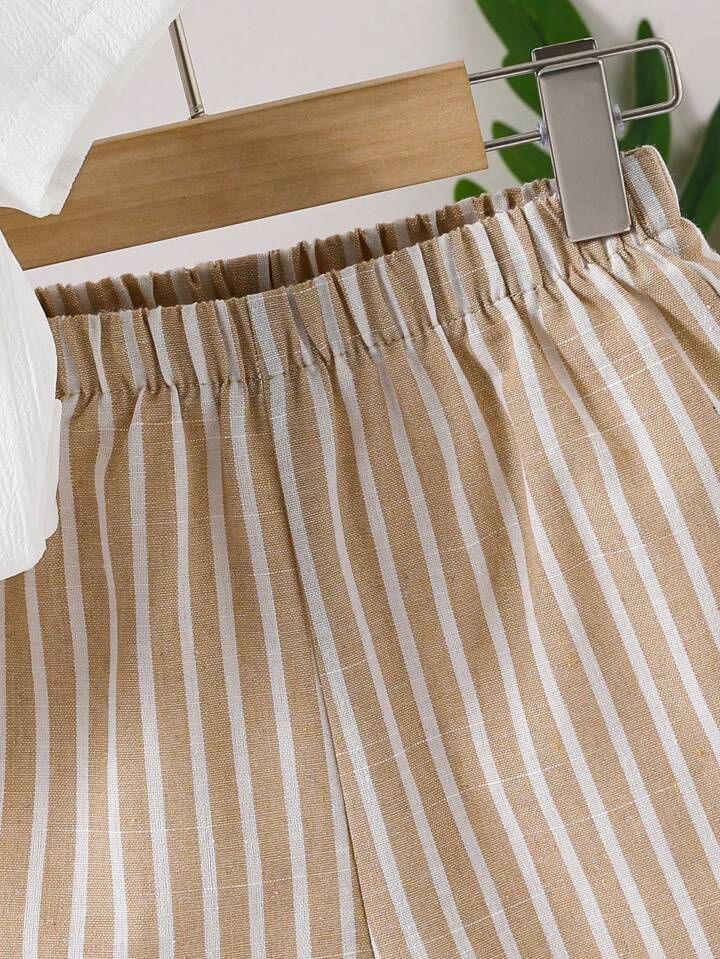 Boys Popcorn Shirt & Striped Shorts Combo Set
