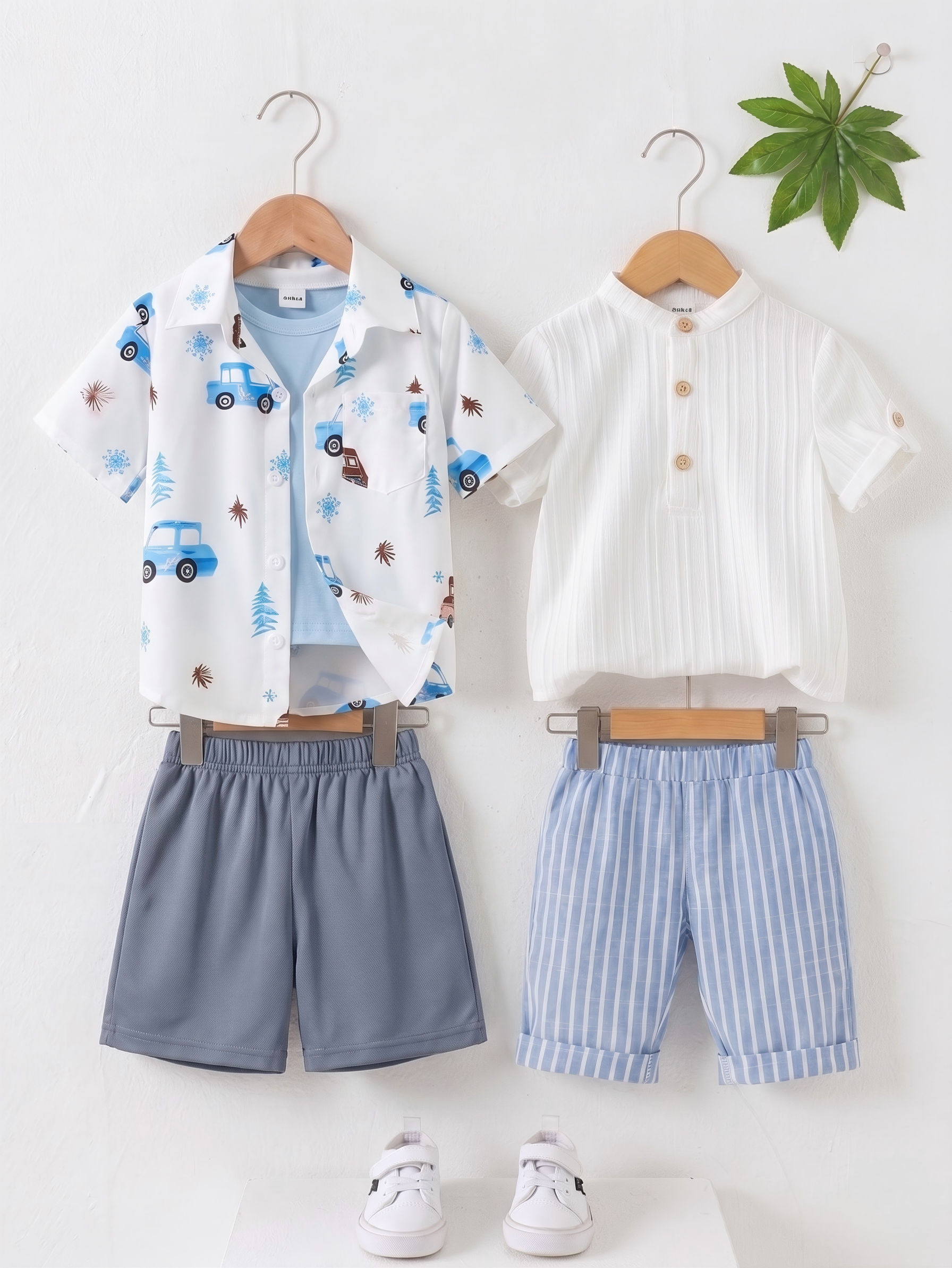 Boys Popcorn Shirt & Striped Shorts Set