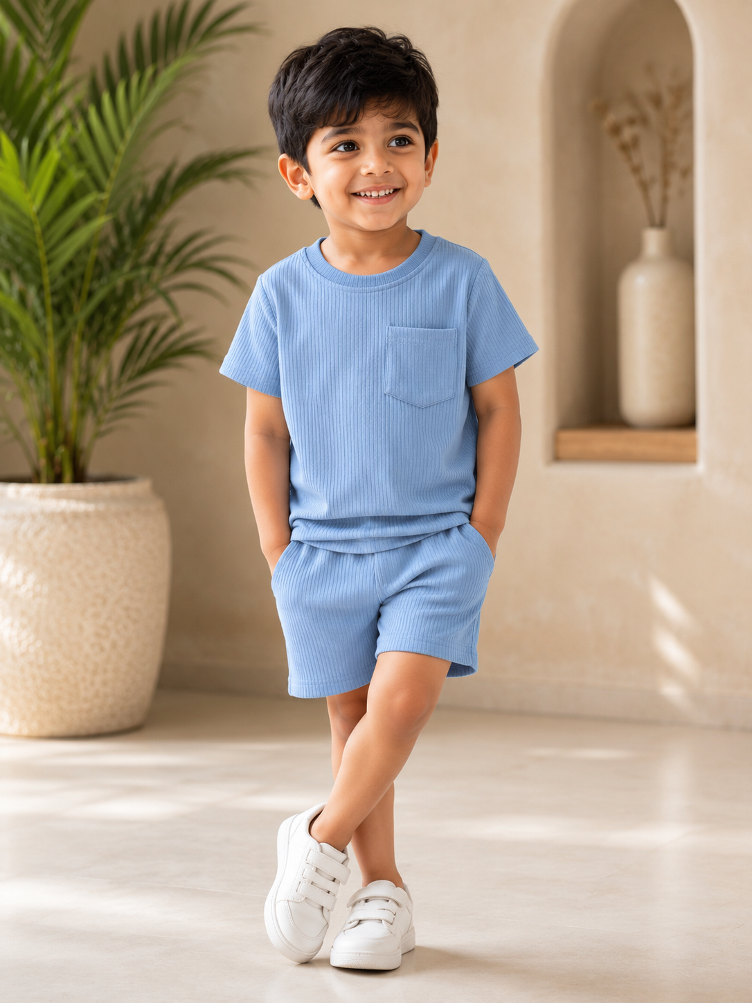 Boys Sky Cotton T-shirt & Shorts Set