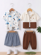 Boys Popcorn Shirt & Striped Shorts Set