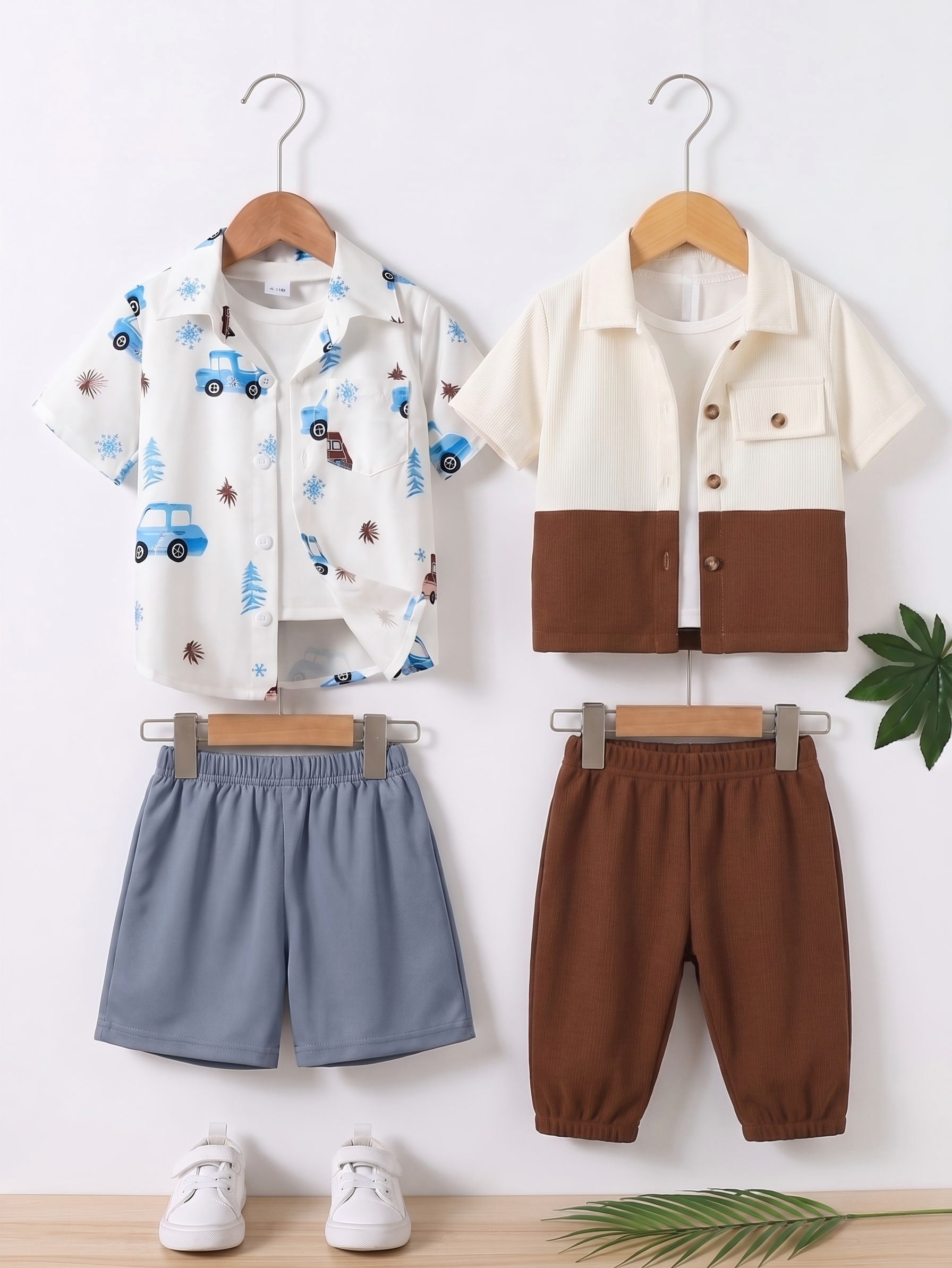Boys Popcorn Shirt & Striped Shorts Set