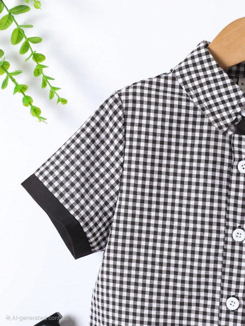 Boys Black & White Checkered Shirt with Black Shorts Set | Smart Casual Outfit