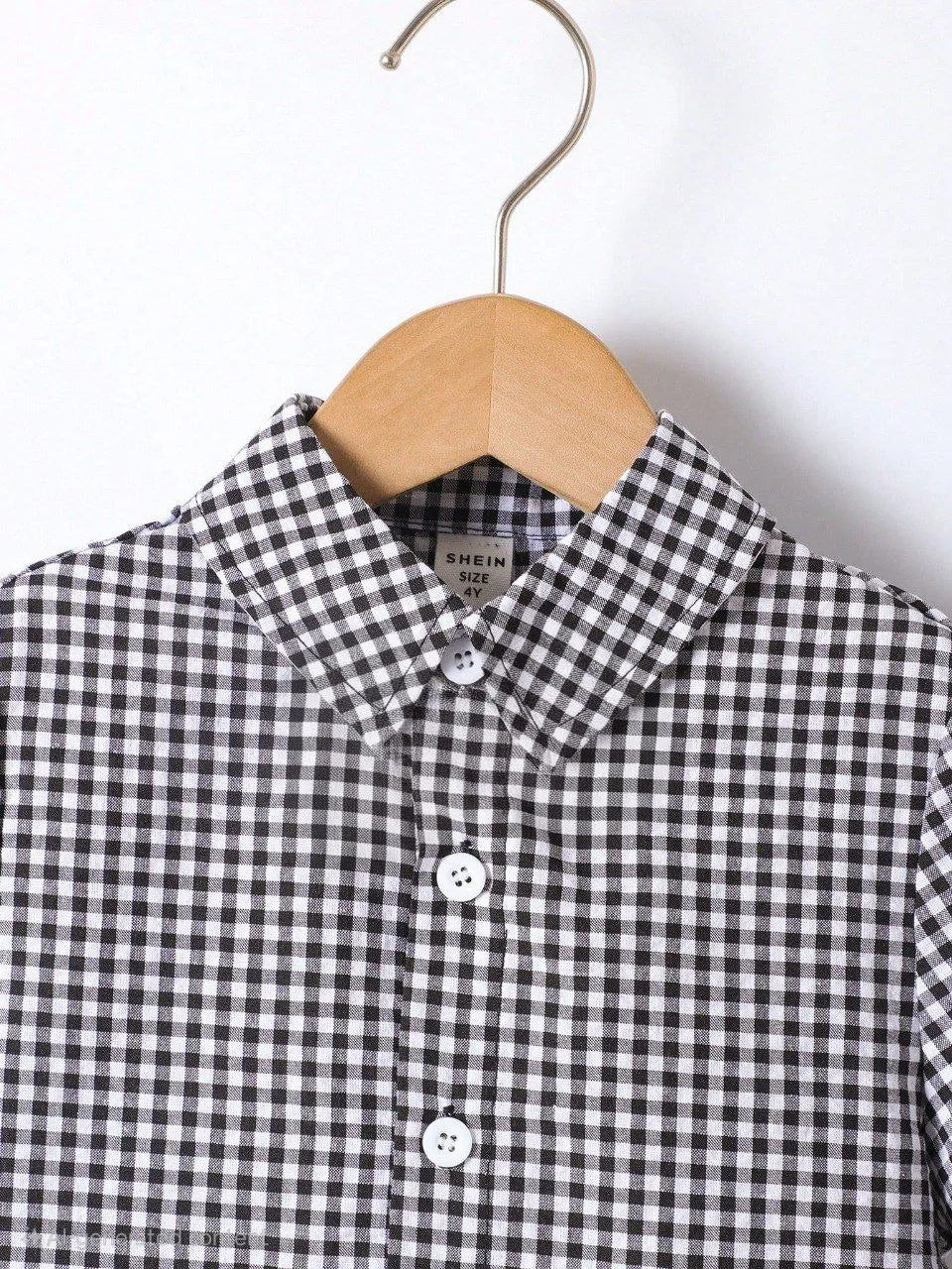 Boys Black & White Checkered Shirt with Black Shorts Set | Smart Casual Outfit