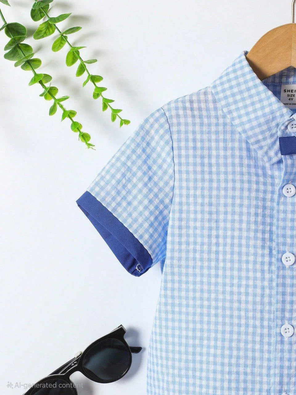 Boys Blue & White Checkered Shirt with Blue Shorts Set | Smart Casual Outfit