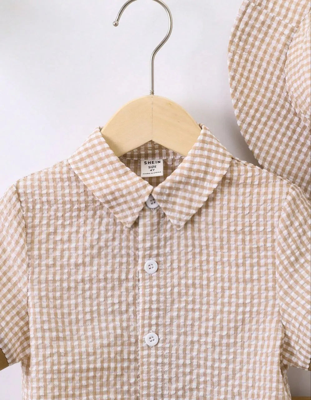 Boys Brown & White Checkered Shirt with Brown Shorts Set | Smart Casual Outfit