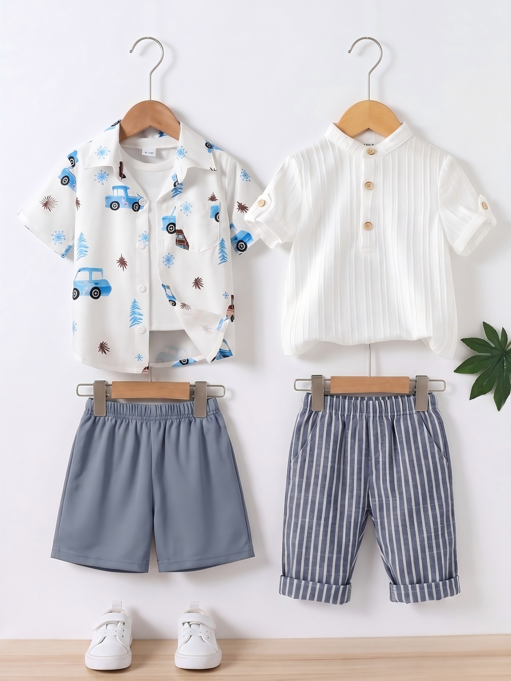 Boys Popcorn Shirt & Striped Shorts Set