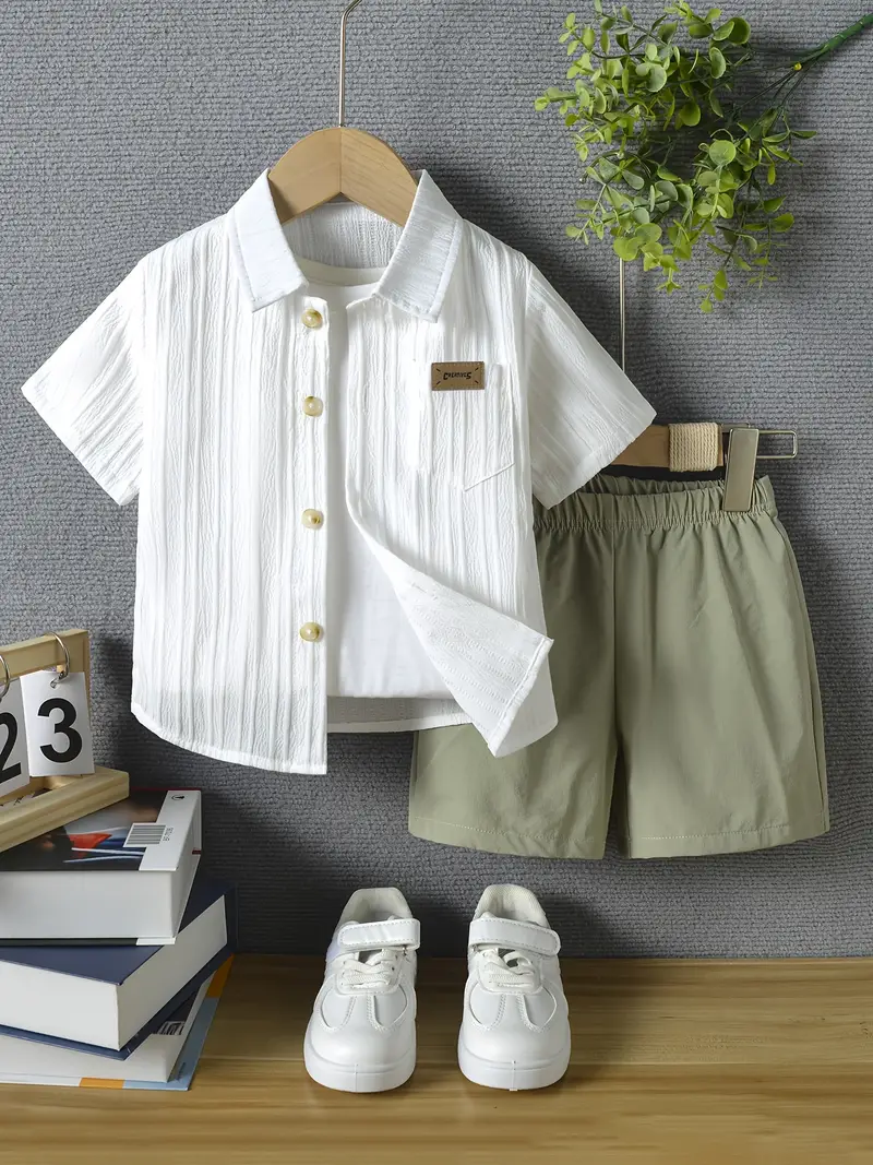 Boys Cotton Shirt & Shorts Set (Classic Casual Wear)