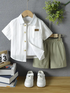 Boys Cotton Shirt & Shorts Set (Classic Casual Wear)