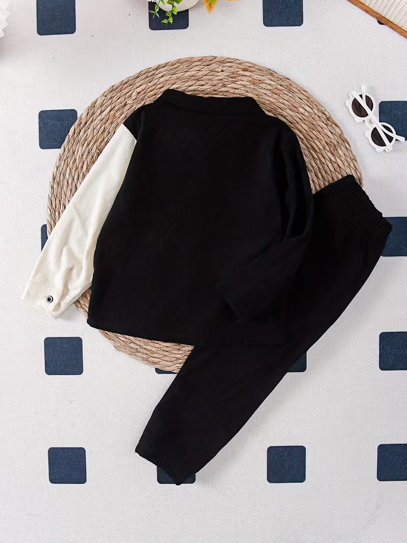 Boys Black Shirt & Pant Set (Full Sleeves)
