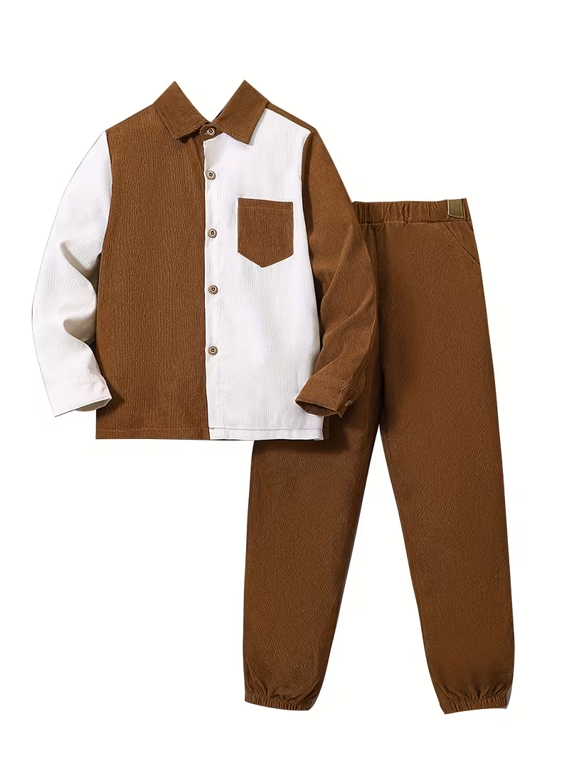 Boys Black Shirt & Pant Set (Full Sleeves)