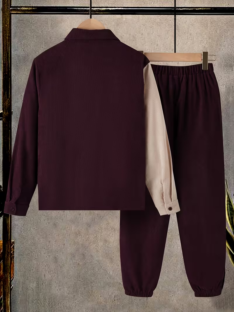 Boys Maroon Shirt & Pant Set (Full Sleeves)