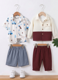 Boys Popcorn Shirt & Striped Shorts Set