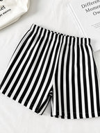 Boys Black Panda T-Shirt & Striped Shorts Set | TheKidsWear