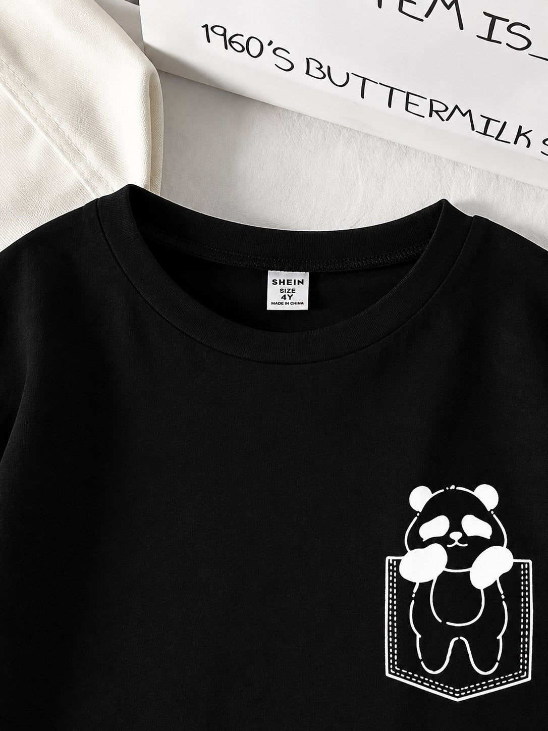 Boys Black Panda T-Shirt & Striped Shorts Set | TheKidsWear