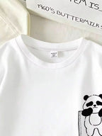 Boys White Panda T-Shirt & Striped Shorts Set | TheKidsWear