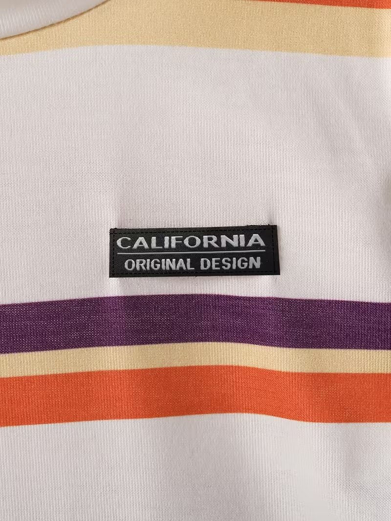 Kids White & Orange Striped T-Shirt & Shorts Co-Ord Set