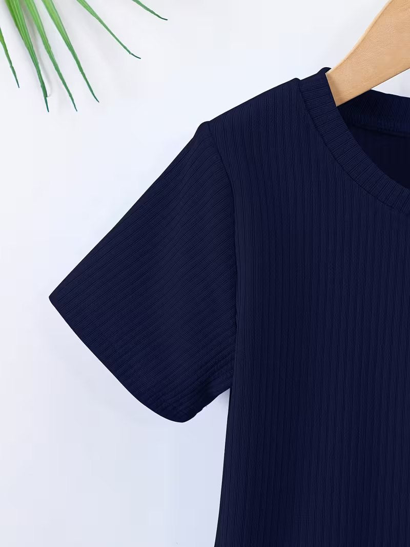 Boys Navy Hosiery Cotton T-shirt & Shorts Set
