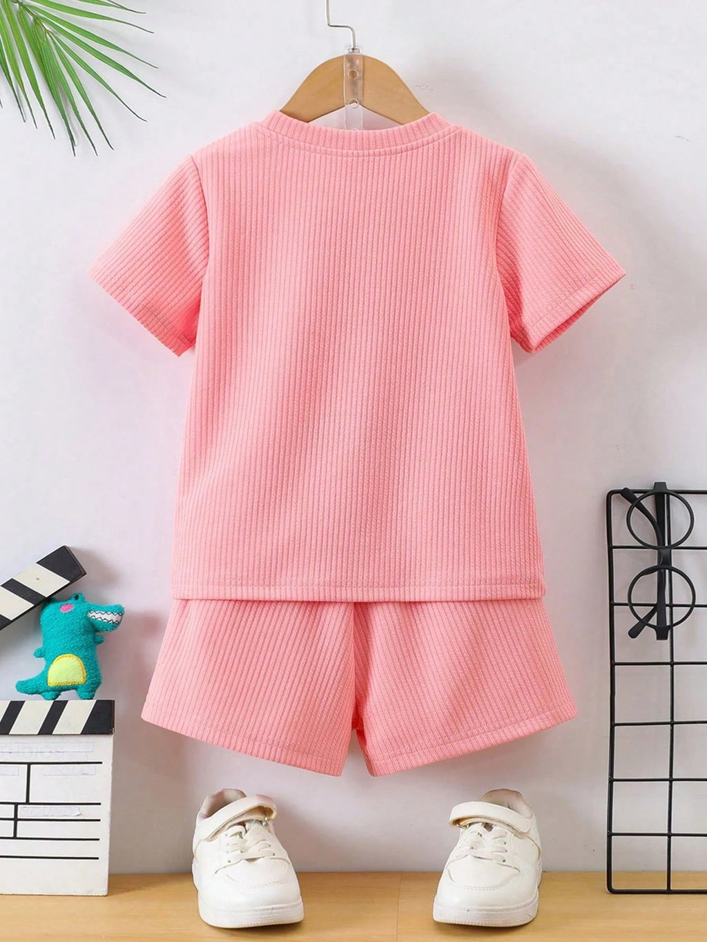 Boys Pink Hosiery Cotton T-shirt & Shorts Set