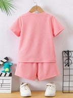 Boys Pink Hosiery Cotton T-shirt & Shorts Set