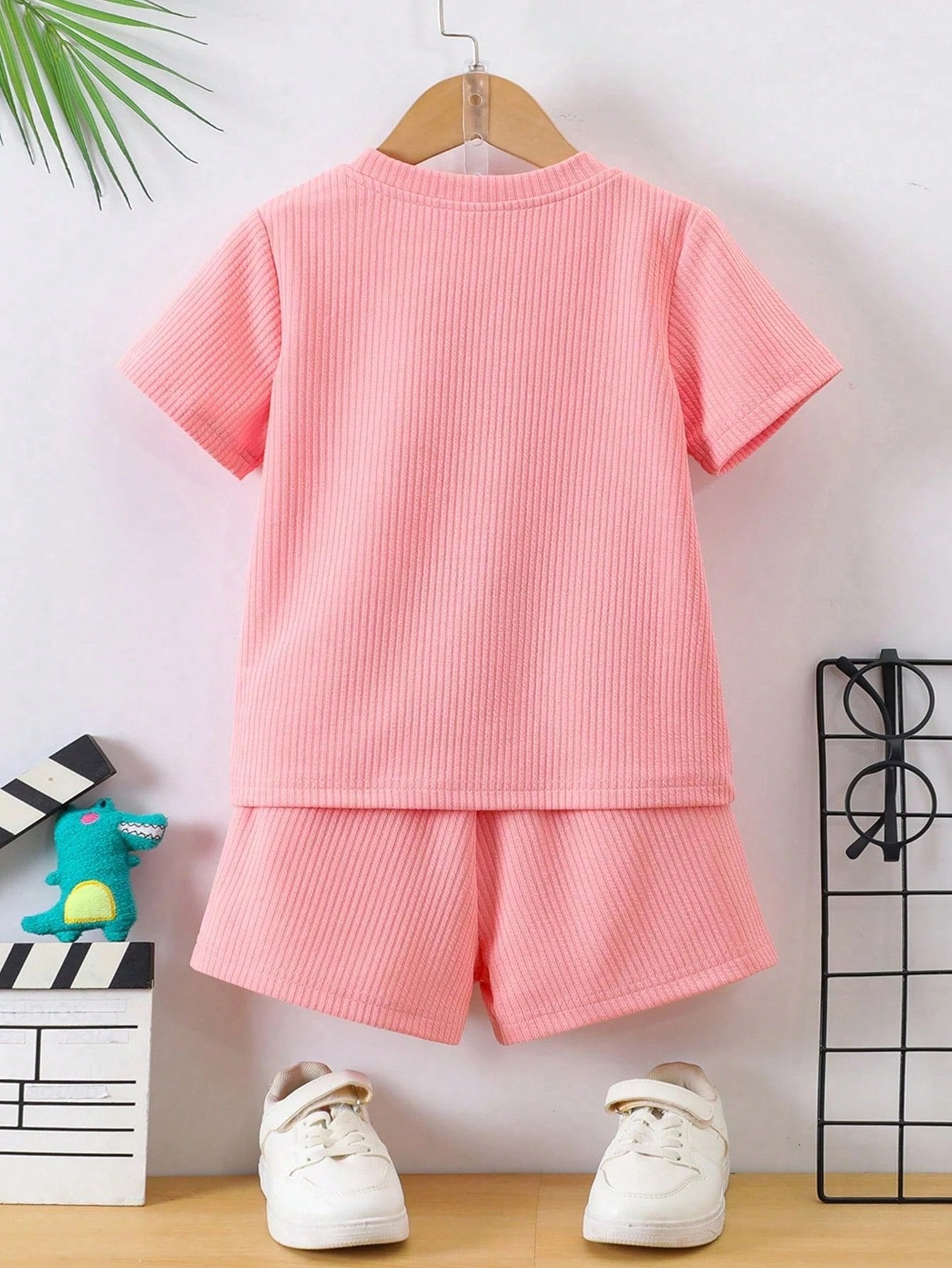 Boys Pink Hosiery Cotton T-shirt & Shorts Set