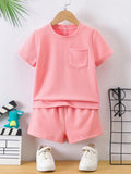 Boys Pink Hosiery Cotton T-shirt & Shorts Set