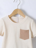 Boys White Cotton T-shirt & Cream Shorts Set