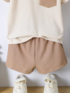 Boys White Cotton T-shirt & Cream Shorts Set