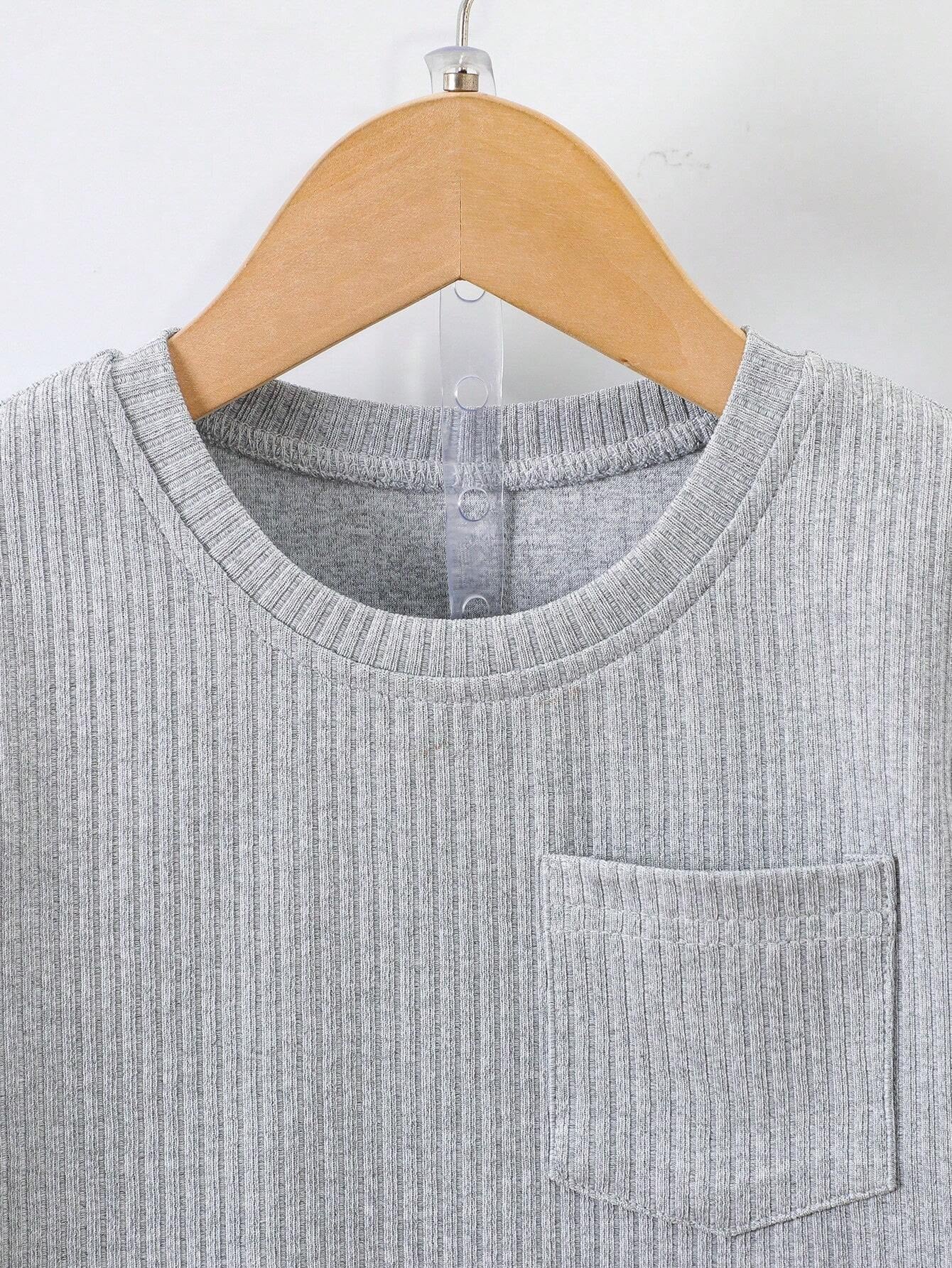 Boys Gray Hosiery Cotton T-shirt & Shorts Set