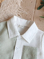 Boys Sage Green Seersucker Shirt & Shorts Co-Ord Set | Half Sleeve Summer Outfit