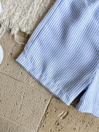 Boys Sky Blue Striped Shirt & Shorts Co-Ord Set | Half Sleeve Summer Outfit