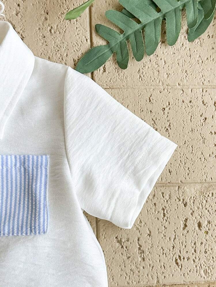 Boys Sky Blue Striped Shirt & Shorts Co-Ord Set | Half Sleeve Summer Outfit
